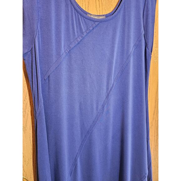 Kate & Mallory XL blue cap sleeved dress. Asymmetrical hem. - Picture 3 of 5